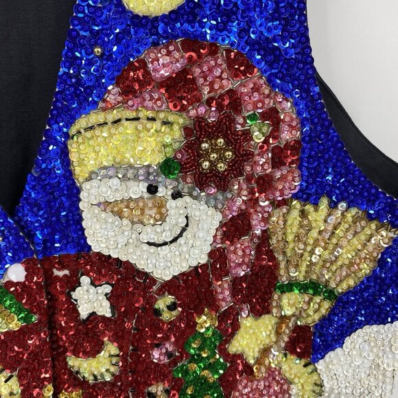 Bali Chic Sequin Vest Snowman Christmas Vintage Wearable Art Womens XL - Picture 2 of 5